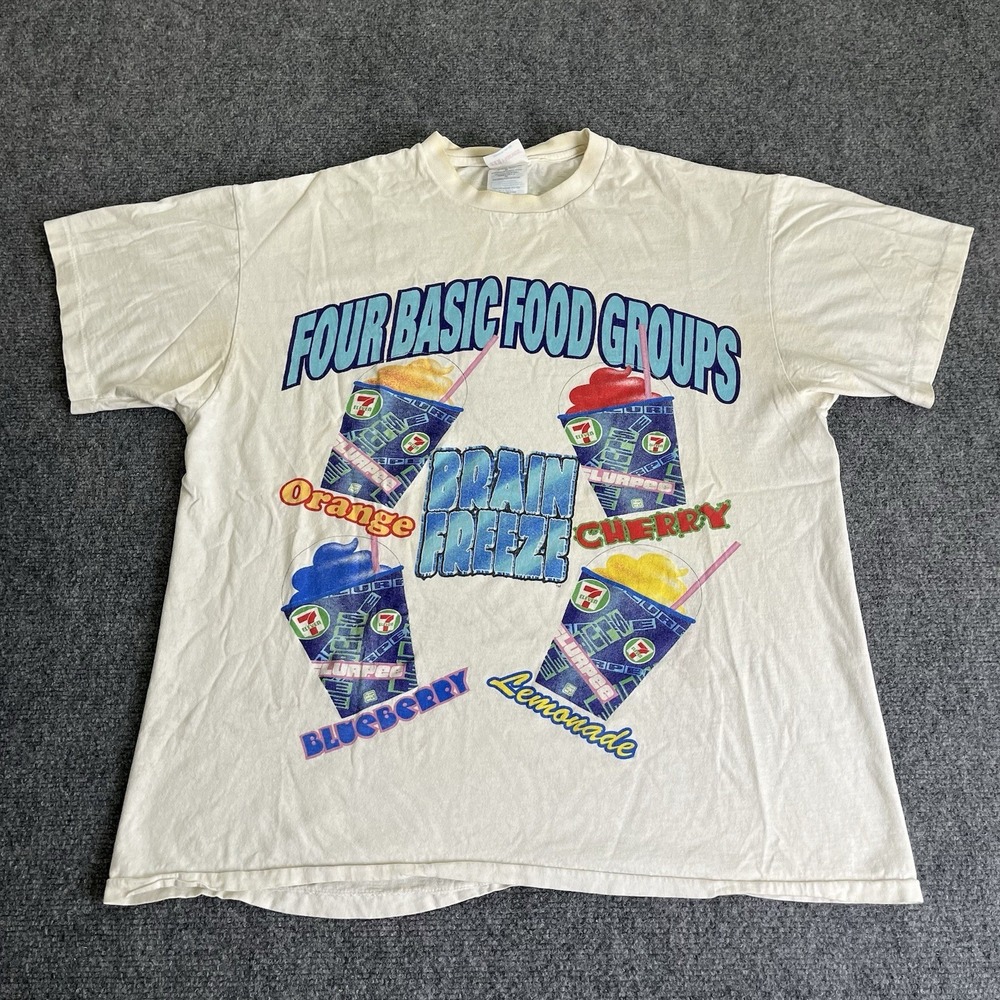 Vintage Slurpee "Basic Food Groups" 90s graphic T-shirt Size XL Rare